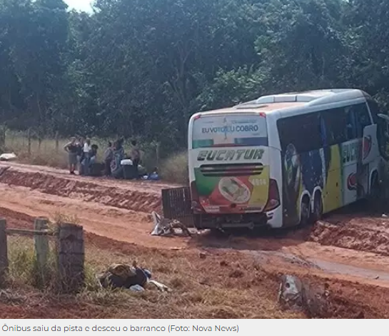 Ônibus de turismo sai da pista ao bater de frente com caminhão na BR-267