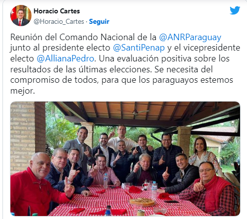 Comando Nacional de la ANR se reúne con la dupla presidencial electa Comando Nacional de la ANR se reúne con la dupla presidencial electa