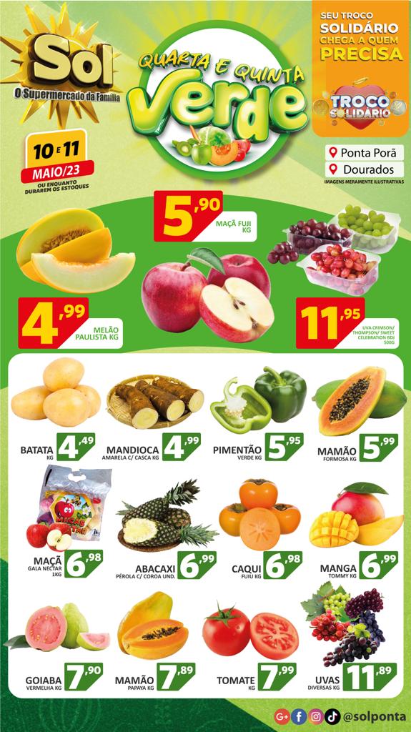 Supermercado Sol e as ofertas da quarta e quinta verde