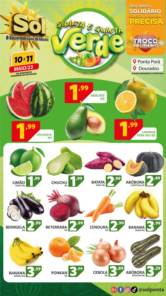 Supermercado Sol e as ofertas da quarta e quinta verde