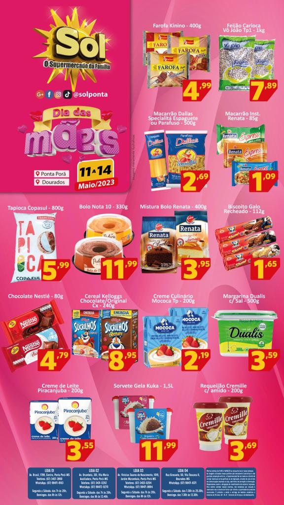 Supermercado Sol e as ofertas para o dia das mães