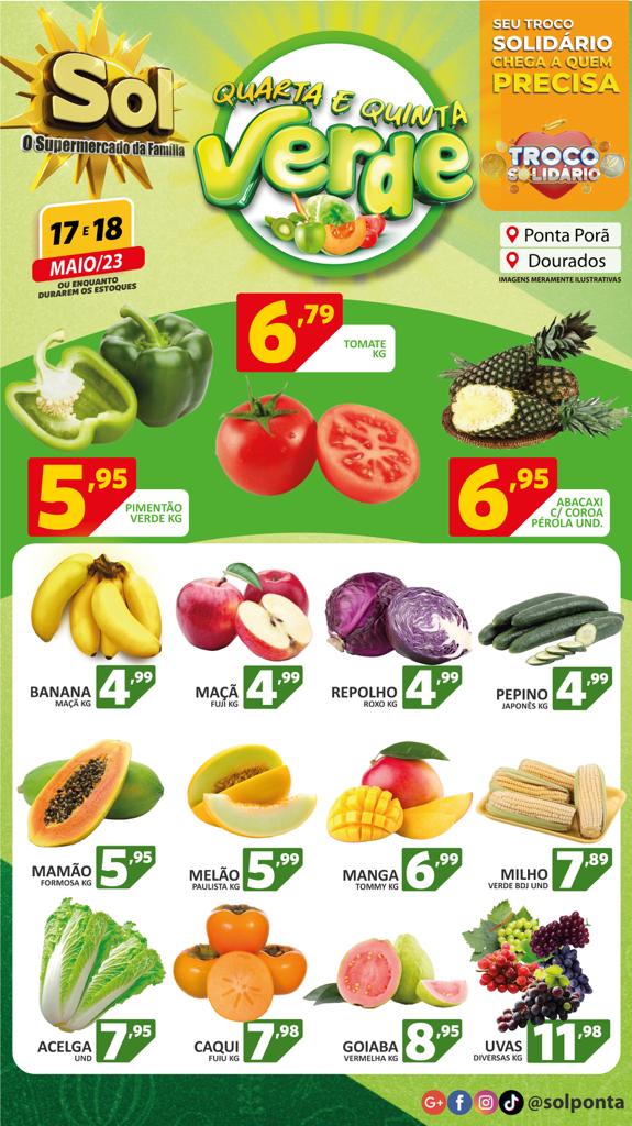 Supermercado Sol e as ofertas da quarta e quinta verde Supermercado Sol e as ofertas da quarta e quinta verde