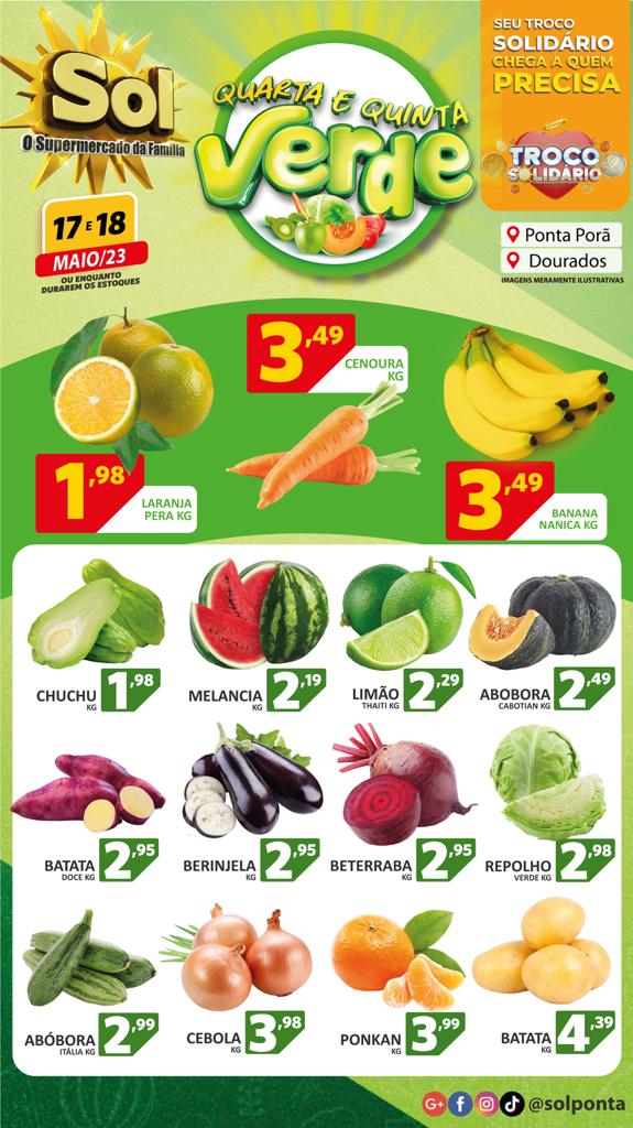 Supermercado Sol e as ofertas da quarta e quinta verde Supermercado Sol e as ofertas da quarta e quinta verde
