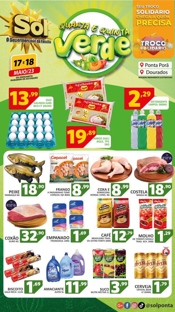 Supermercado Sol e as ofertas da quarta e quinta verde Supermercado Sol e as ofertas da quarta e quinta verde