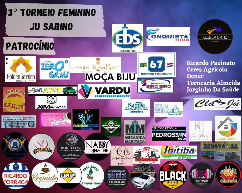 Domingo, 21 de maio, acontece o 3º Torneio Futebol Feminino Ju Sabino em Ponta Porã Domingo, 21 de maio, acontece o 3º Torneio Futebol Feminino Ju Sabino em Ponta Porã