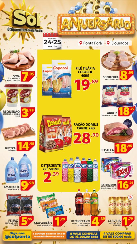 Confira as ofertas de aniversário do Supermercado Sol Confira as ofertas de aniversário do Supermercado Sol