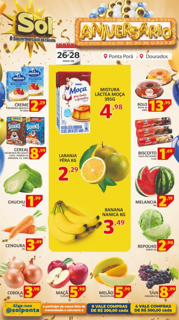 Confira as ofertas de aniversário do Supermercado Sol