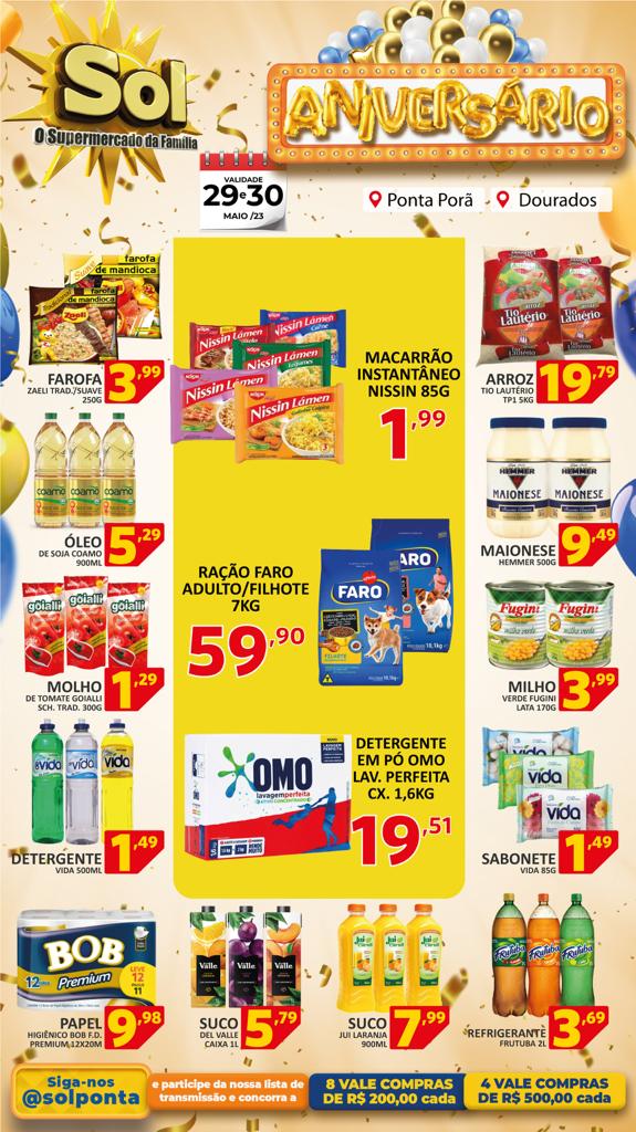 Supermercado Sol e as ofertas de aniversário