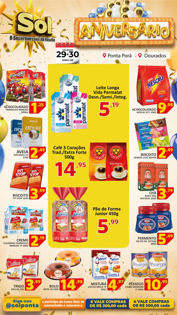 Supermercado Sol e as ofertas de aniversário