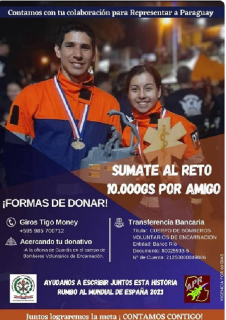 Bomberos lanzan campaña para ir a Mundial de Rescate y representar a Paraguay Bomberos lanzan campaña para ir a Mundial de Rescate y representar a Paraguay