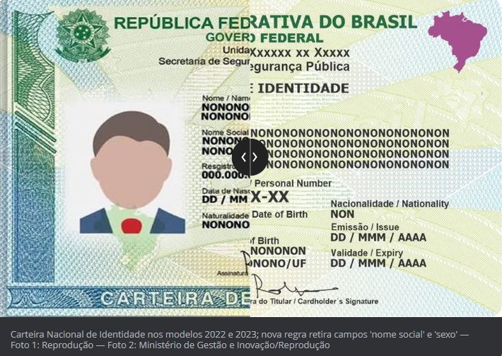 Nova carteira de identidade não terá campo 'sexo' nem distinção entre 'nome' e 'nome social', diz governo Nova carteira de identidade não terá campo 'sexo' nem distinção entre 'nome' e 'nome social', diz governo