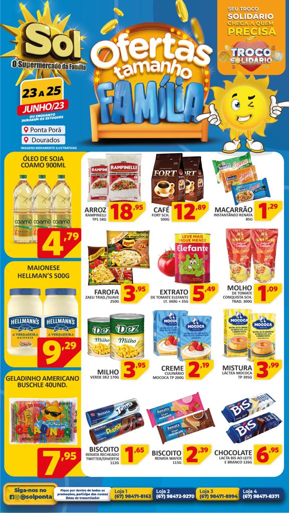 Supermercado Sol e as ofertas tamanho família