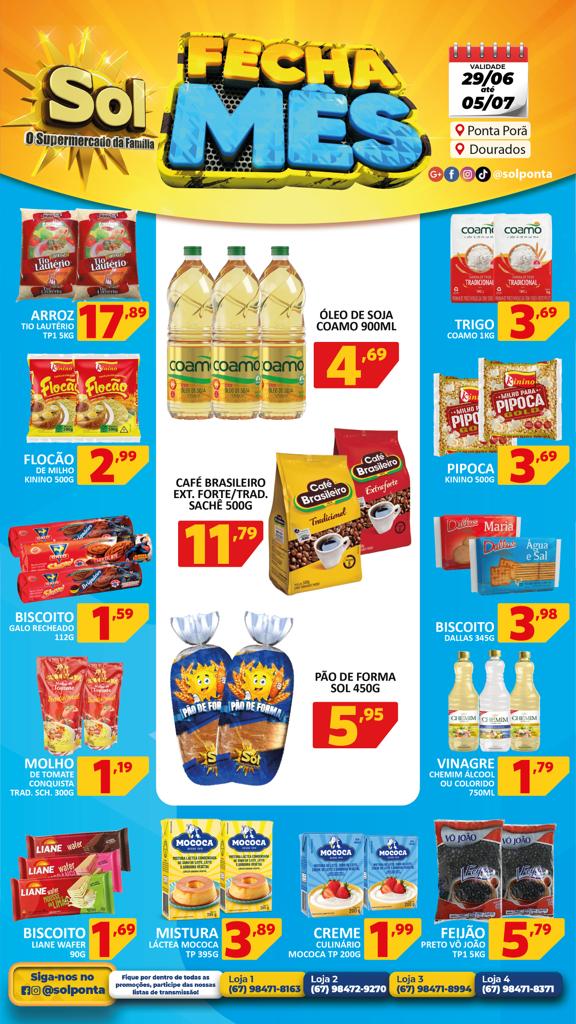 Supermercado Sol e as ofertas fecha mês