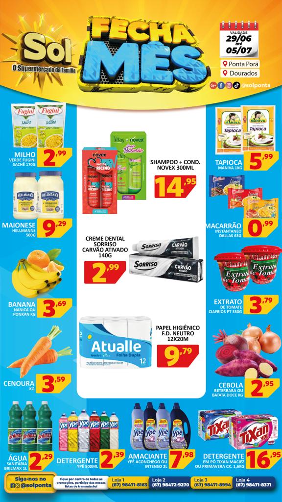 Supermercado Sol e as ofertas fecha mês