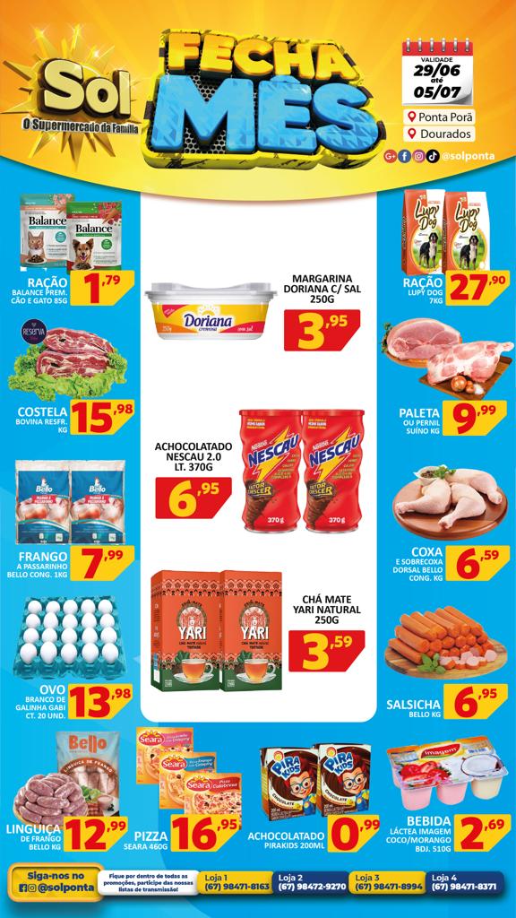 Supermercado Sol e as ofertas fecha mês