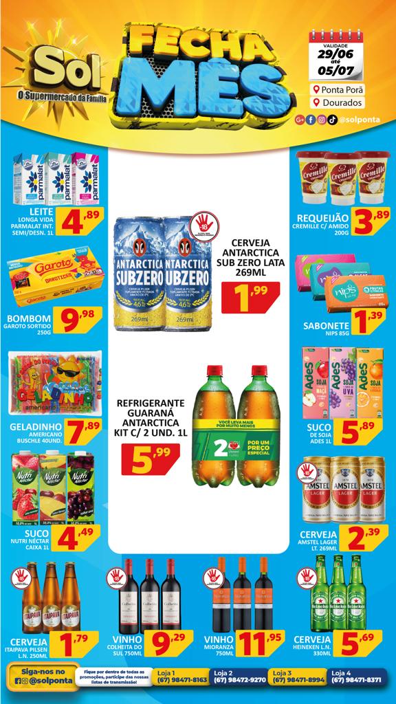 Supermercado Sol e as ofertas fecha mês