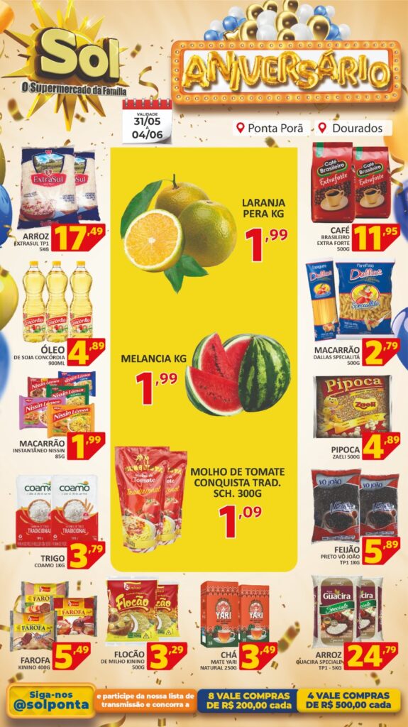 Supermercado Sol e as ofertas de aniversário Supermercado Sol e as ofertas de aniversário