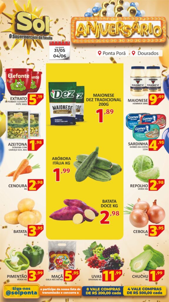 Supermercado Sol e as ofertas de aniversário Supermercado Sol e as ofertas de aniversário