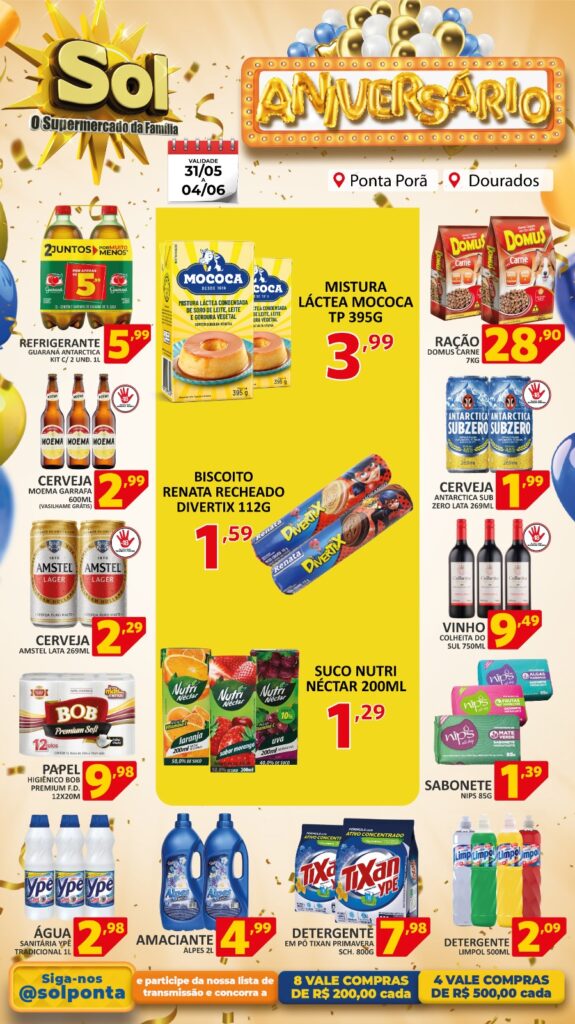 Supermercado Sol e as ofertas de aniversário Supermercado Sol e as ofertas de aniversário