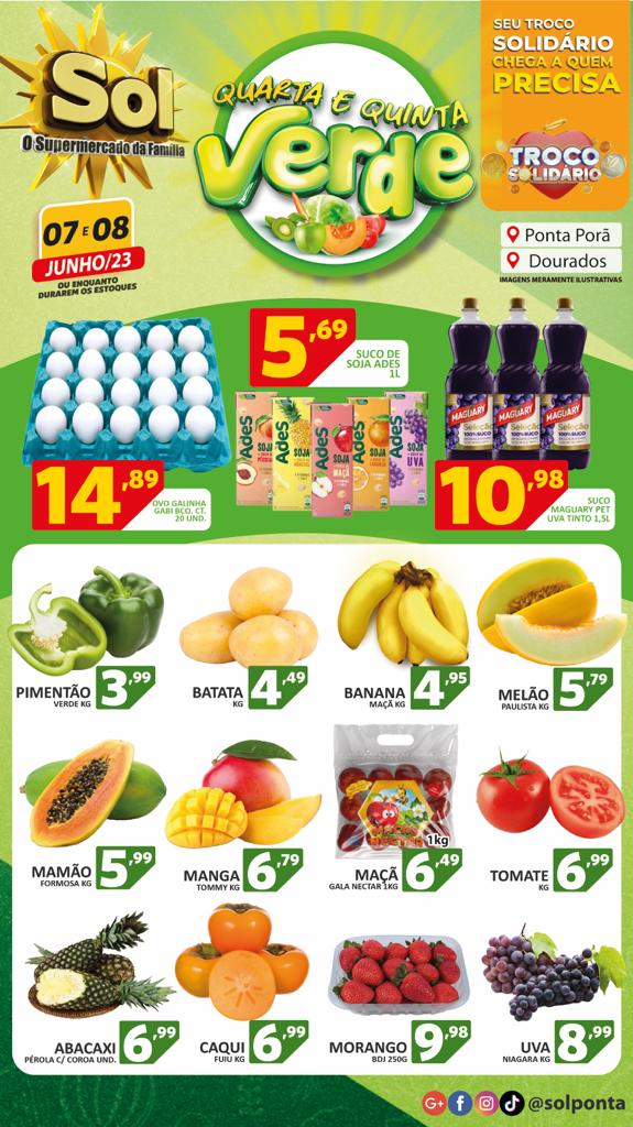 Supermercado Sol e as ofertas da quarta e quinta verde Supermercado Sol e as ofertas da quarta e quinta verde