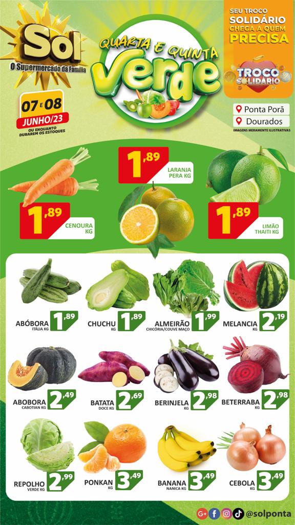 Supermercado Sol e as ofertas da quarta e quinta verde Supermercado Sol e as ofertas da quarta e quinta verde