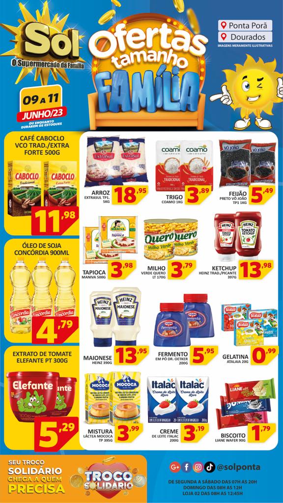 Supermercado Sol e as ofertas tamanho família