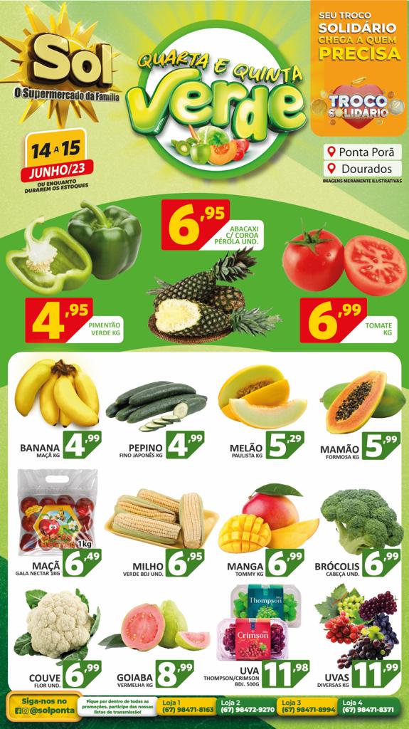 Supermercado Sol e as ofertas da quarta e quinta verde