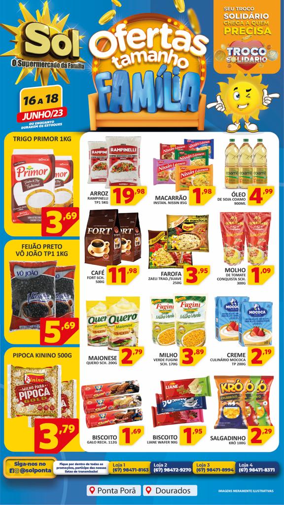 Supermercado Sol e as ofertas tamanho família