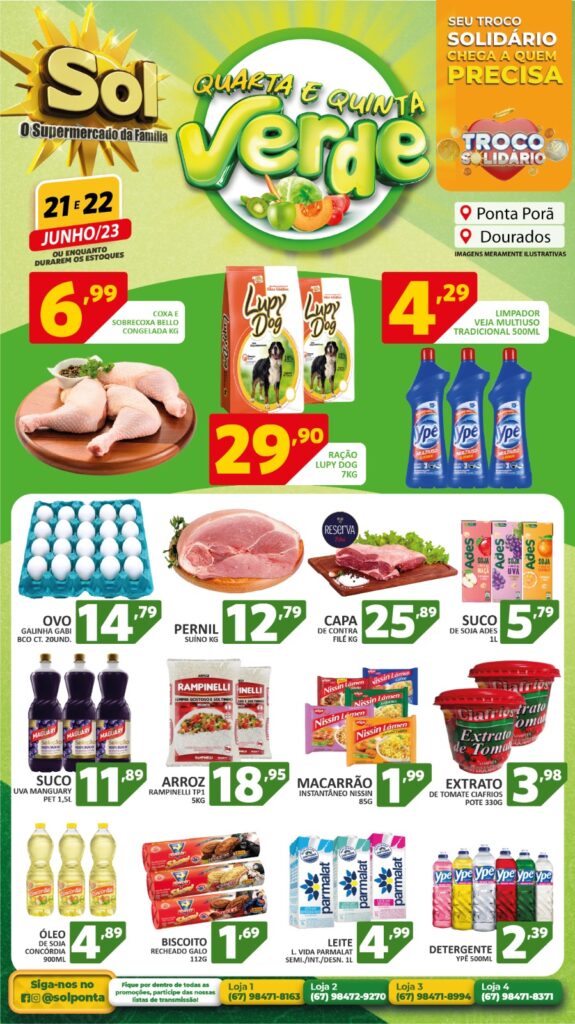 Supermercado Sol e as ofertas da quarta e quinta verde