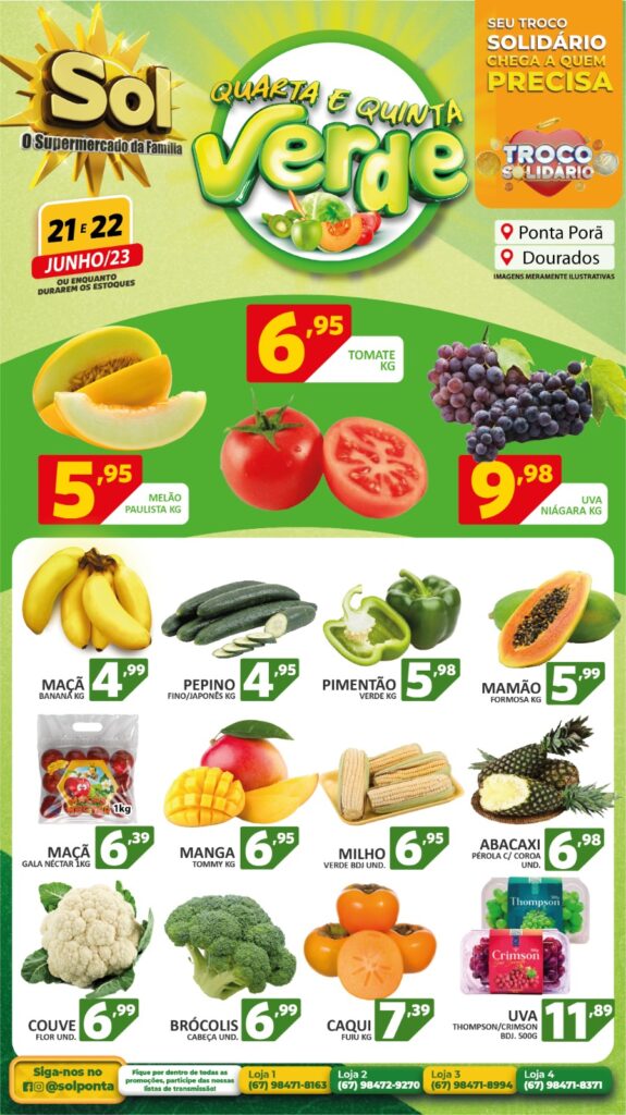 Supermercado Sol e as ofertas da quarta e quinta verde
