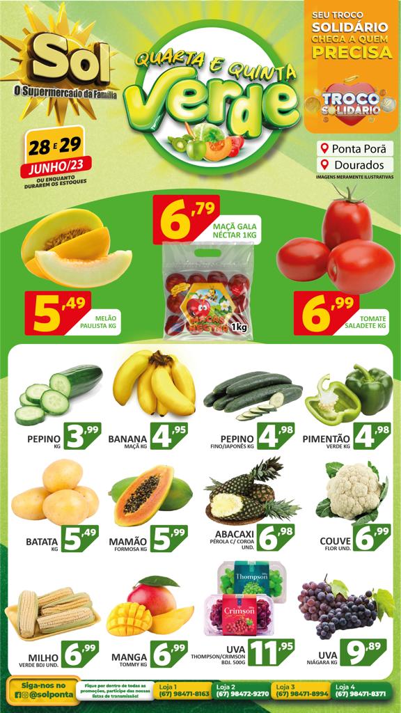 Supermercado Sol e as ofertas da quarta e quinta verde Supermercado Sol e as ofertas da quarta e quinta verde