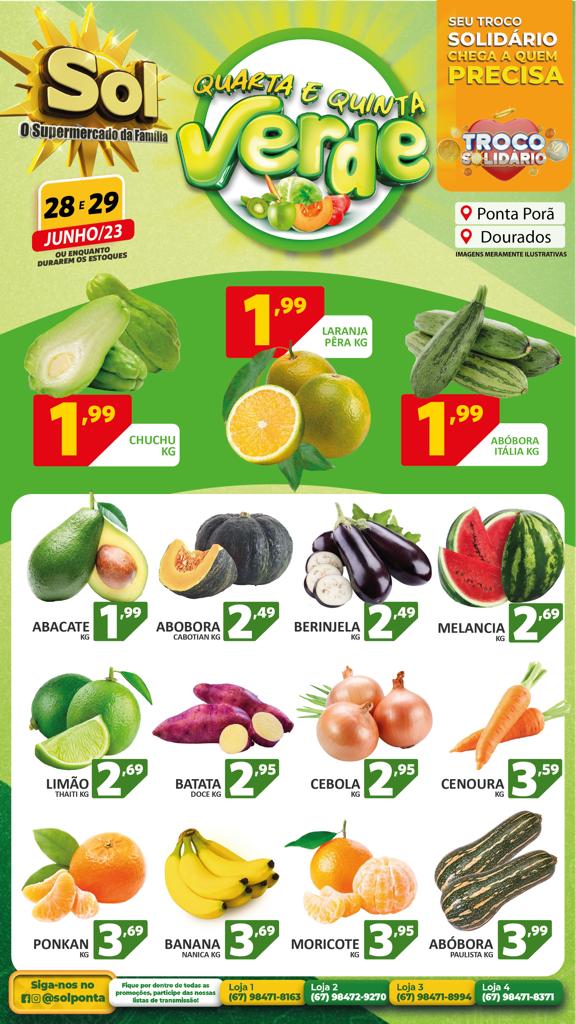Supermercado Sol e as ofertas da quarta e quinta verde Supermercado Sol e as ofertas da quarta e quinta verde