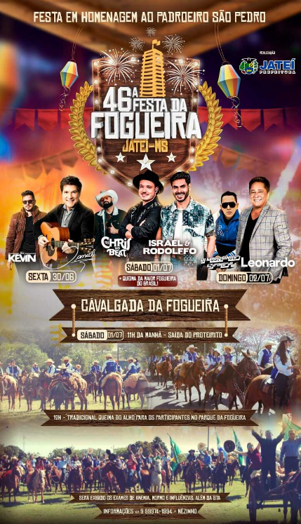 Jateí terá show com Daniel, Israel e Rodolfo e Leonardo além de rodeio e cavalgada Jateí terá show com Daniel, Israel e Rodolfo e Leonardo além de rodeio e cavalgada