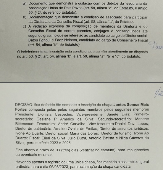Associação União de Dois Povos divulga chapa inscritas para concorrer ao pleito em Ponta Porã Associação União de Dois Povos divulga chapa inscritas para concorrer ao pleito em Ponta Porã