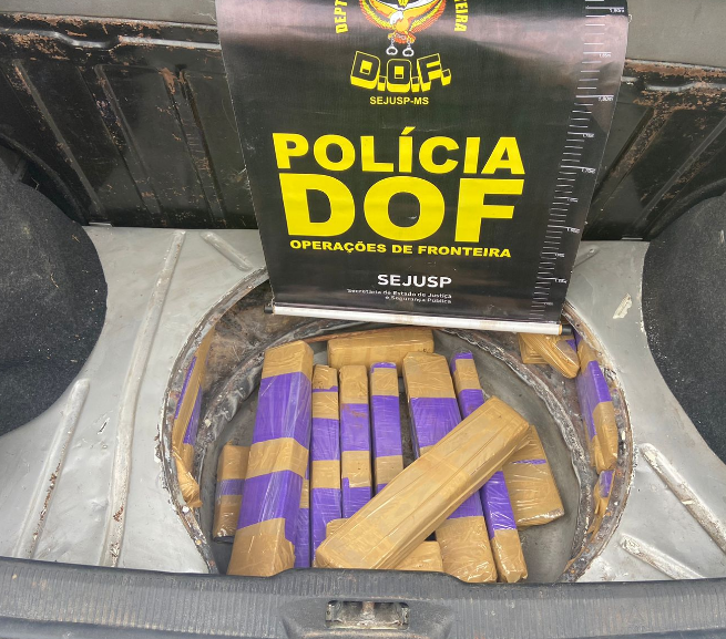 DOF apreende droga em fundo falso de carro na MS-289