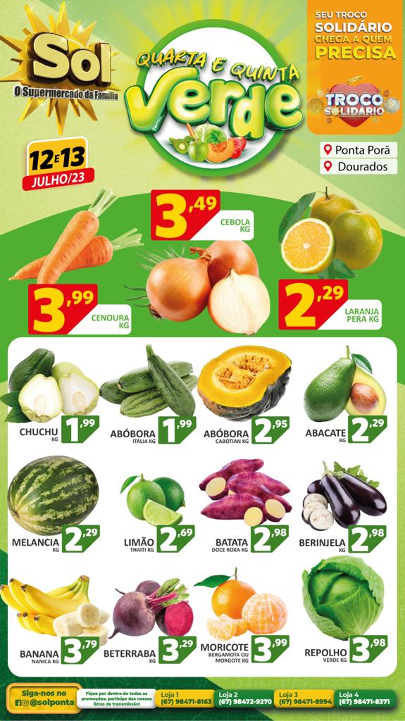 Supermercado Sol e as ofertas da quarta e quinta verde Supermercado Sol e as ofertas da quarta e quinta verde