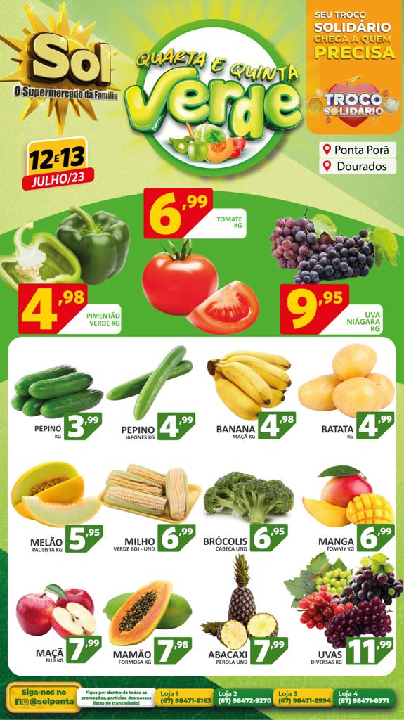 Supermercado Sol e as ofertas da quarta e quinta verde Supermercado Sol e as ofertas da quarta e quinta verde