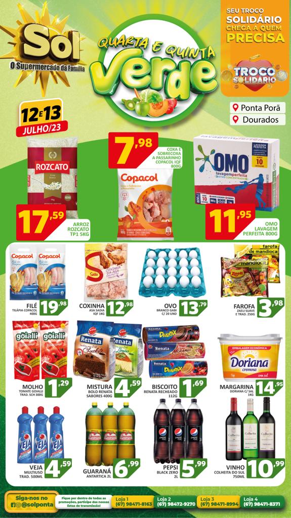 Supermercado Sol e as ofertas da quarta e quinta verde Supermercado Sol e as ofertas da quarta e quinta verde