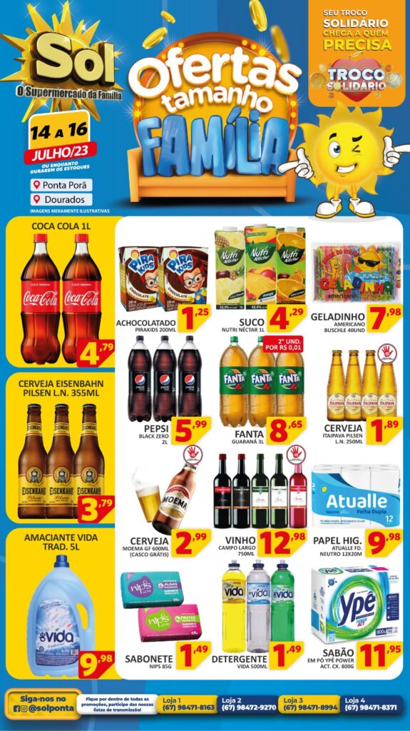 Supermercado Sol e as ofertas tamanho família