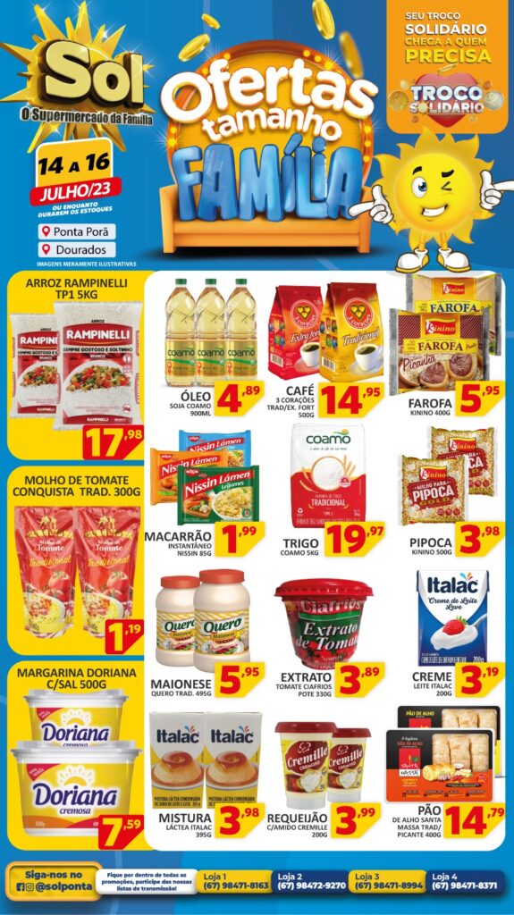 Supermercado Sol e as ofertas tamanho família