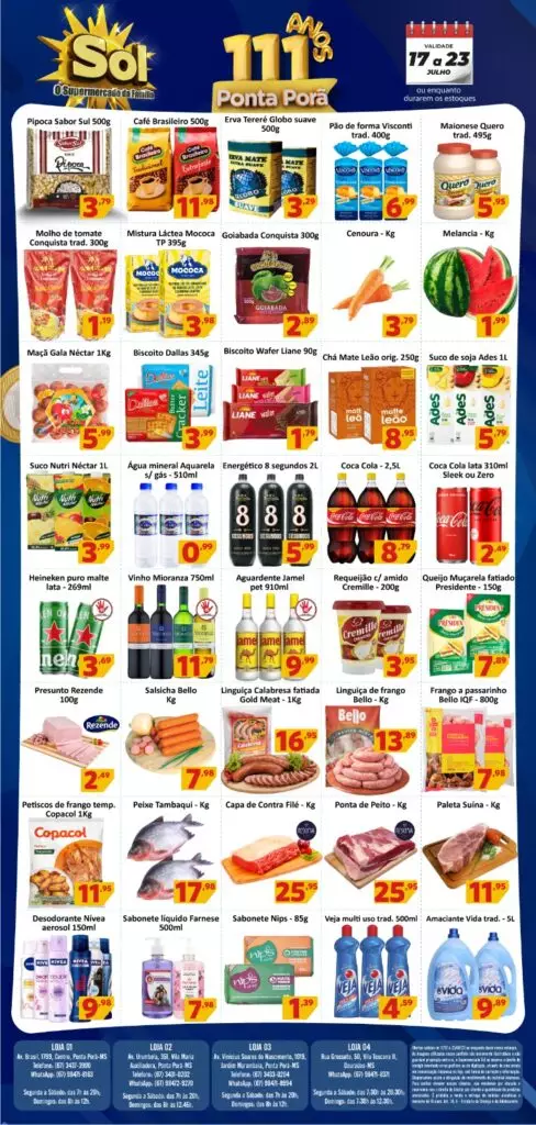 As ofertas ‘aniversário de Ponta Porã’ vão até domingo no Supermercado Sol