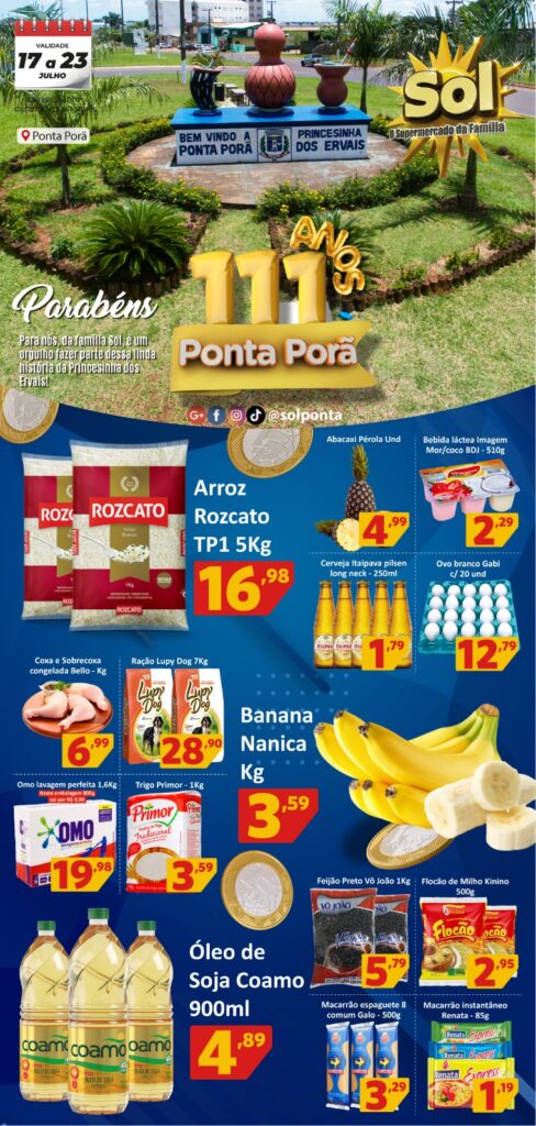 Supermercados Sol e as ofertas 'aniversário de Ponta Porã'