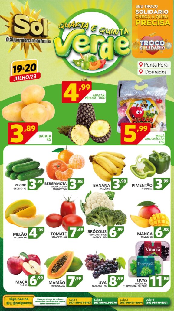 Supermercado Sol e as ofertas da quarta e quinta verde