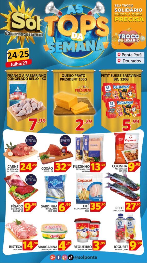Supermercado Sol e as ofertas tops da semana