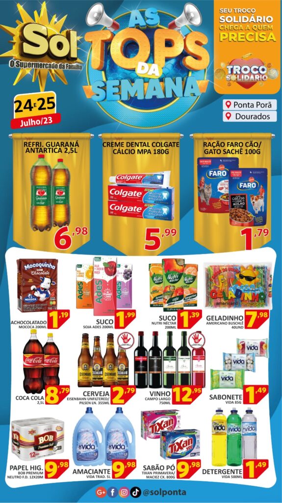 Supermercado Sol e as ofertas tops da semana