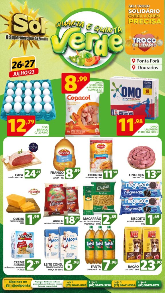 Supermercado Sol e as ofertas da quarta e quinta verde