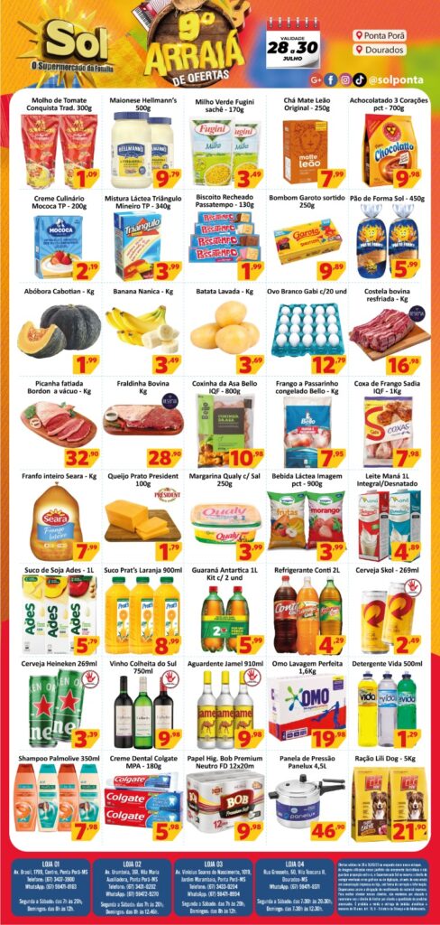 O Supermercado Sol apresenta as ofertas do 9º Arraiá