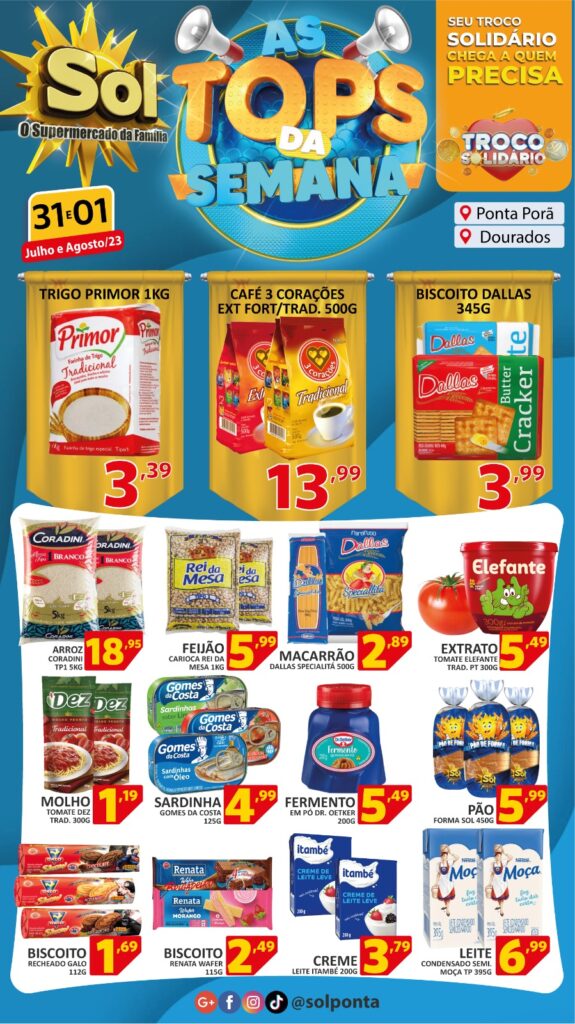 Supermercado Sol e as ofertas tops da semana, confira