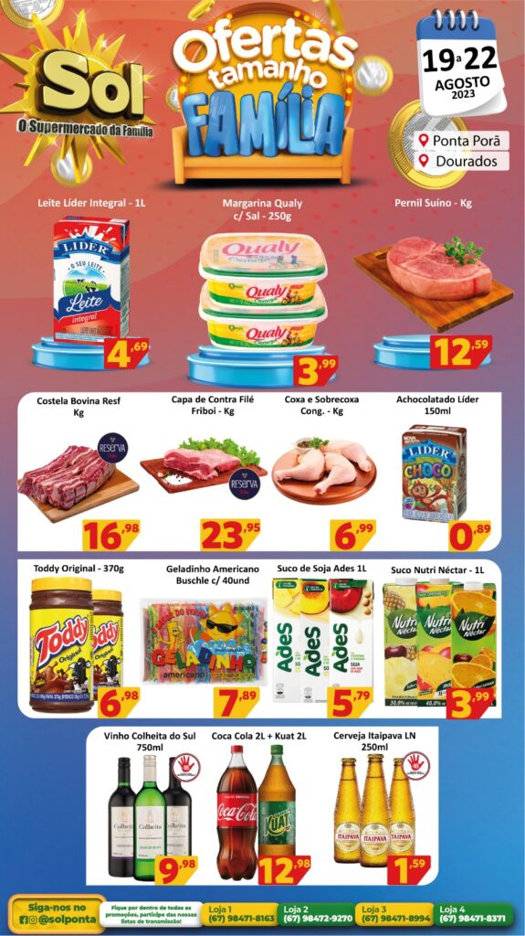 Supermercado Sol e as ofertas tamanho família