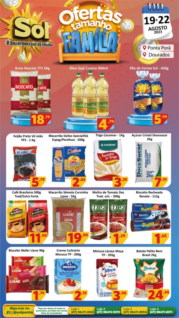 Supermercado Sol e as ofertas tamanho família